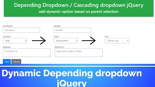 Dynamic dropdown / Cascading Dropdown jQuery | jQuery tutorial | jQuery tutorial for beginners