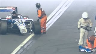 【ﾄﾝﾈﾙの壁にささる小林可夢偉選手】90度ｺｰﾅｰ出口ｽﾋﾟﾝからの一部始終。  SUPERFORMULA ツインリンクもてぎ  2021.10.16