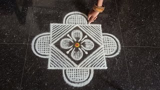 Maasi madham special simple padikolam | 3*3 simple easy kolam | Pandaga muggulu | Rangoli kolangal