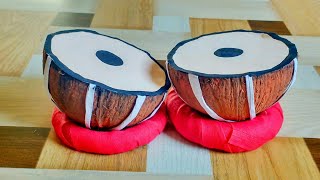 How To Make Mini Tabla | From Coconut Shell | Indian Instrument | DIY By Punekar Sneha.
