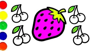 Different Types of Cherries Drawing For Kids | 🍒🍓🍒🍒🍒 | 1 Strawberry vs 4 Cherries