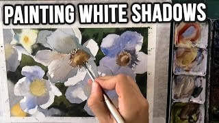 How to Paint Shadows on WHITE Subjects | Watercolor Floral Demo