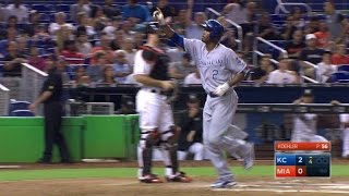 KC@MIA: Escobar leads off the 4th with a home run