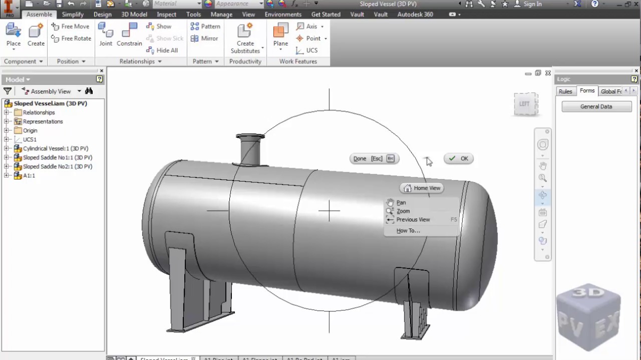 3d Modeling Of Tilted Pressure Vessels Using 3d Pv 2017 Youtube
