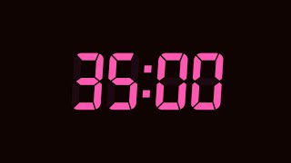 35 Second Digital Countdown Timer | Dark Background | Fuchsia Pink Text | No Sounds