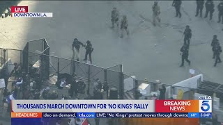 'No Kings' protest moves through downtown Los Angeles