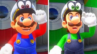 Super Luigi Odyssey vs Super Mario Odyssey Splitscreen Race - Full Game Walkthrough