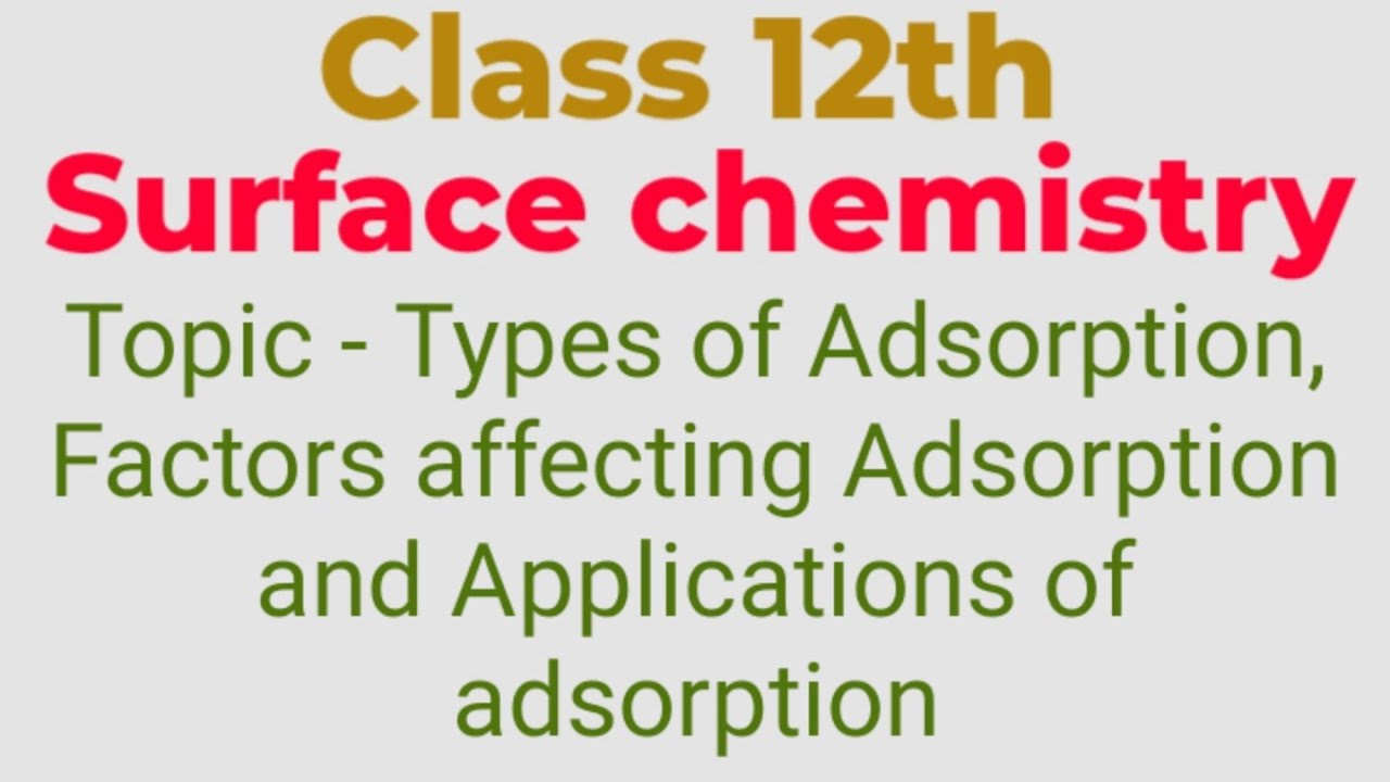 Surface Chemistry /topic-adsorption Types,applications,factor Affecting ...