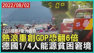 【TVBS國際+歐洲觀察】熱浪重創GDP恐翻6倍 德國1/4人能源貧困窘境｜TVBS新聞 2022.08.02