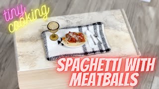 Spaghetti and meatballs recipe, tiny cooking small pasta dish
