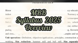 MRB Syllabus 2025 Overview #mrbsyllabus #pharma #mrb