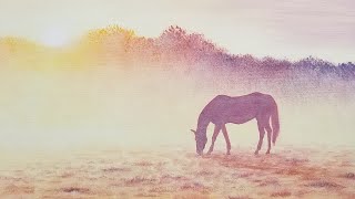 Easy Horse Silhouette Landscape Acrylic Painting LIVE Tutorial