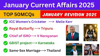 Top 50 Current Affairs 2025 | Monthly Current Affairs January | Current GK 2025