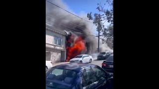 Raw Video: House Burns in San Francisco Outer Mission; 7 Hurt