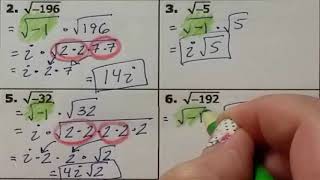 Lesson 3.2 Simplifying Negative Square Roots independent practice answers