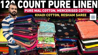 120 Count Pure Linen | Khadi Cotton |Mercerised Cotton | Mal Cotton |Pure Tussar Saree Manufacturer