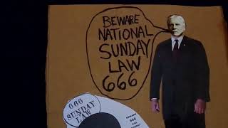 BEWARE 666 National SUNDAY Law 666 CARDBOARD Collage  Outsider Art  POSTER # 114