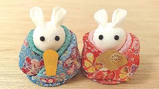 【つまみ細工】🐰うさぎの雛人形の作り方🐰【縫わずにできる】Handmade rabbit doll DIY