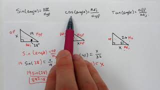 Finding Side Lengths Using Trig Sin, Cos, Tan