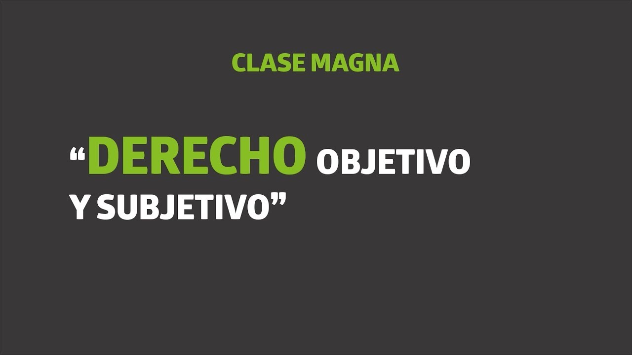 Derecho Objetivo Y Subjetivo: Aplicación E Interpretación De La Norma ...