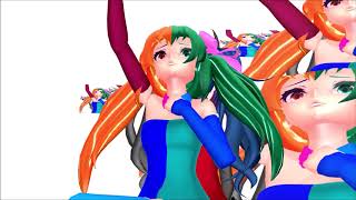 【MMD】Nightcore Mashup - Despacito ✗ Faded ✗ Shape of You ✗ Treat you Better +LYRICS MMD