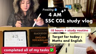 4 AM SSC CGL study vlog 📋🍒My morning routine| studying,cleaning,etc. #productivestudyvlog  #ssccgl