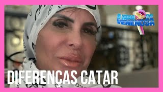 Gretchen mostra a diferença de como se veste dentro e fora de casa no Catar