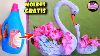 Elegantes cisnes con botellas y carton para vender, regalar o adornar (Moldes Gratis) | GdC