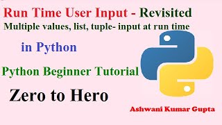 Python beginners tutorial in Hindi | Urdu | How to take user input, list tuple at runtime in python.