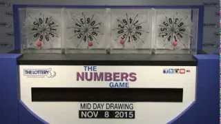 Midday Numbers Game Drawing: Sunday, November 8, 2015