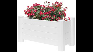 White Vinyl Traditional Fence Design Garden Bed Elevated Screwless Raised Planter Box