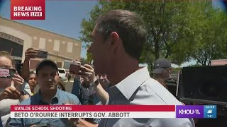 Beto O'Rourke speaks after interrupting Gov. Abbott's news conference