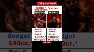 Varisu vs Waltair Veerayya | Box office collection #shorts