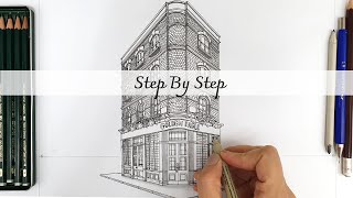 How to Draw A Building in Two Point Perspective | Step By Step