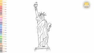 Statue of Liberty drawing easy | How to draw Statue of Liberty step by step | American drawings