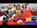 24 HOUR CHALLENGE OVERNIGHT IN TIANA'S BEDROOM!!