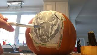 Carving a Pumpkin with Stencil