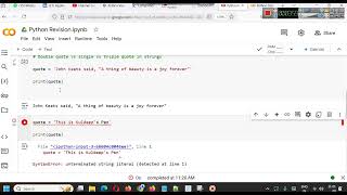 Use of Single Double or Triple Quotes in Python - Class 3.1 #pythonfordatascience