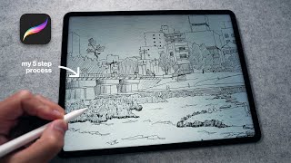 It took me years to understand this... [How to sketch landscapes Procreate tutorial]