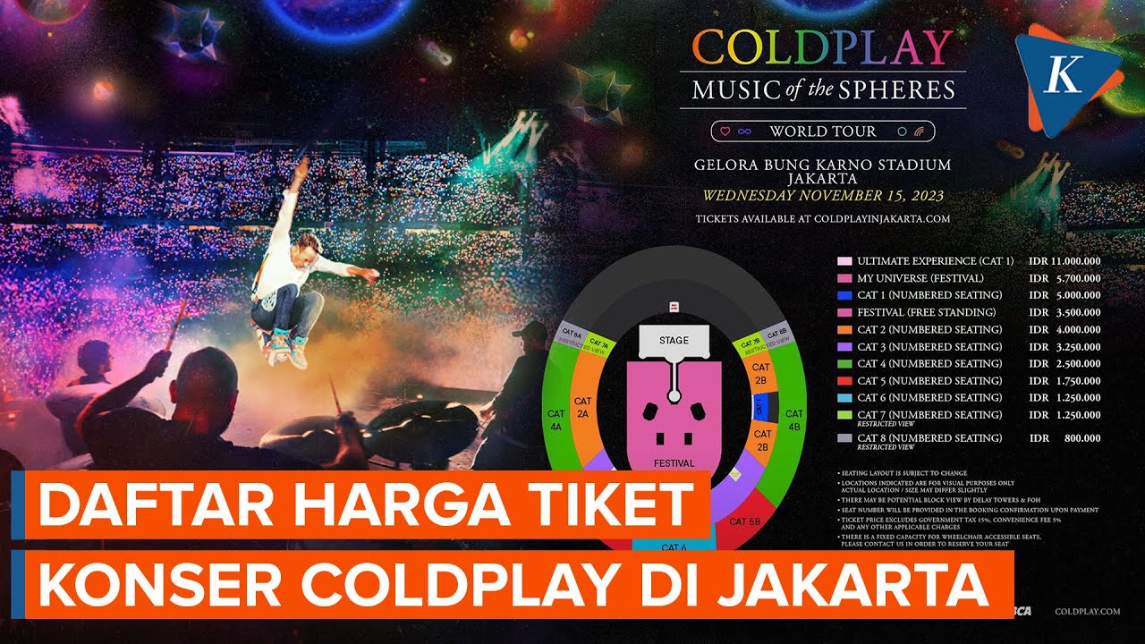 Resmi! Ini Daftar Harga Tiket Konser Coldplay Di Jakarta, Capai Rp 11 ...