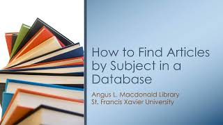 How to find Articles by Subject in a Database