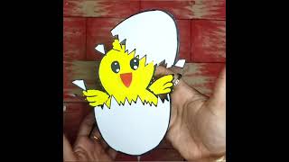 Baby Chicken  🐣 Craft For Kids / Easter Chick With Paper /Cute Chick In Eggshell / #shorts /#CA