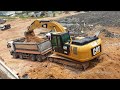 CAT 320D2 Excavator Loading Trucks អេស្កាវ៉ាទ័រជីកដីដាក់ឡាន