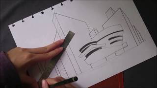Architectural Drawing | The Guggenheim New York - 2 Point Perspective