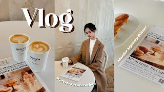 VLOG - Trying murder mystery dinner, Running waterfront 5k, Maison margiela pop-up, Cafe studying