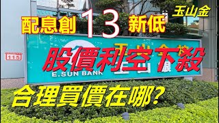 【5分鐘看個股】2884玉山金創配息13年新低!! 股價配發表現不超過一元，股價遭錯殺卻是投資人機會? 合理買價會在哪?  2884