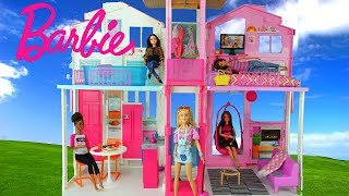 Barbie Doll House with Pink Bedroom, Doll Bathroom and Toy Kitchen - Kids Toys