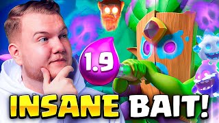 1.9 ELIXIR! INSANE BAIT CYCLE DECK IN CLASH ROYALE!