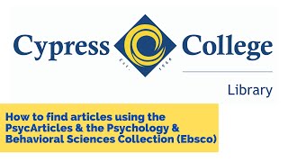How to find articles using the PsycArticles & the Psychology & Behavioral Sciences Collection, Ebsco