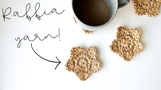 Crochet Beautiful Flower Coasters with Raffia Yarn 🌸